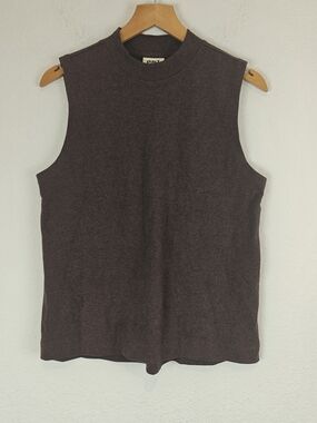 Pact Organic Cotton Brown Sleeveless Crew Neck Essential Top Size Small